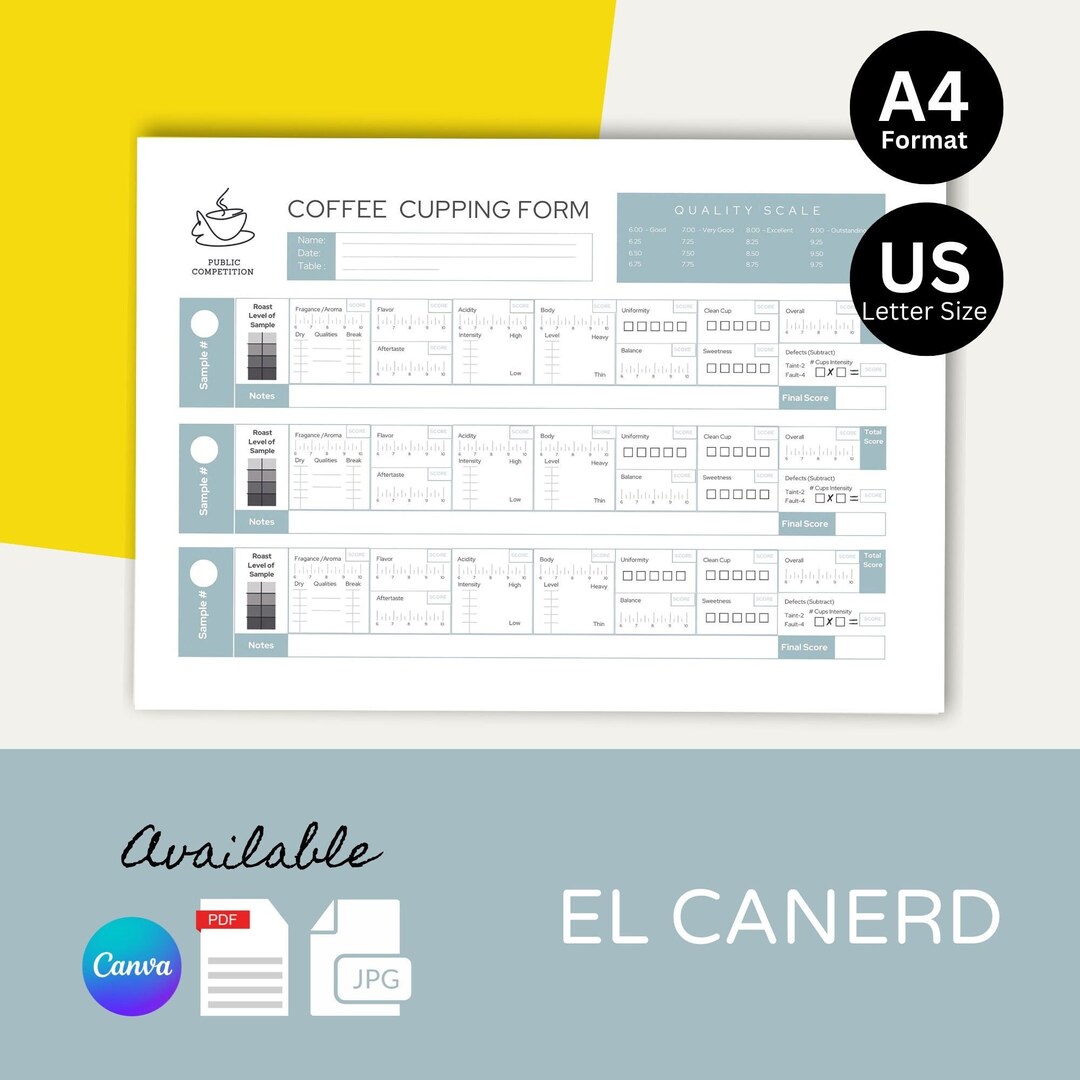 Specialty Coffee Cupping Form Printable Tasting Note Scaa Form Etsy Australia