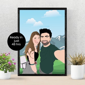 Couple portrait, Couple Portrait illustration , Custom Illustration, Couple illustration, Personalized Portrait, Couple Gift image 1