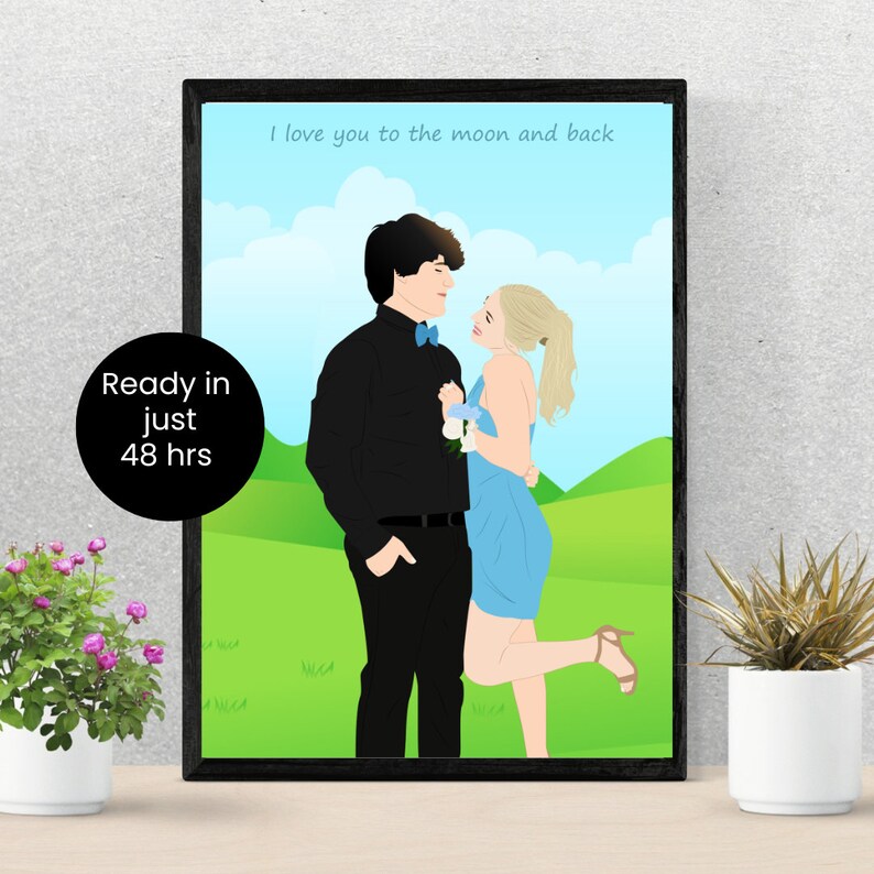 Couple portrait, Couple Portrait illustration , Custom Illustration, Couple illustration, Personalized Portrait, Couple Gift image 9