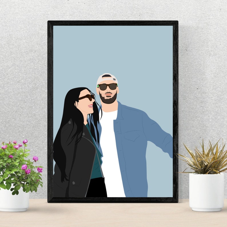Couple portrait, Couple Portrait illustration , Custom Illustration, Couple illustration, Personalized Portrait, Couple Gift image 4