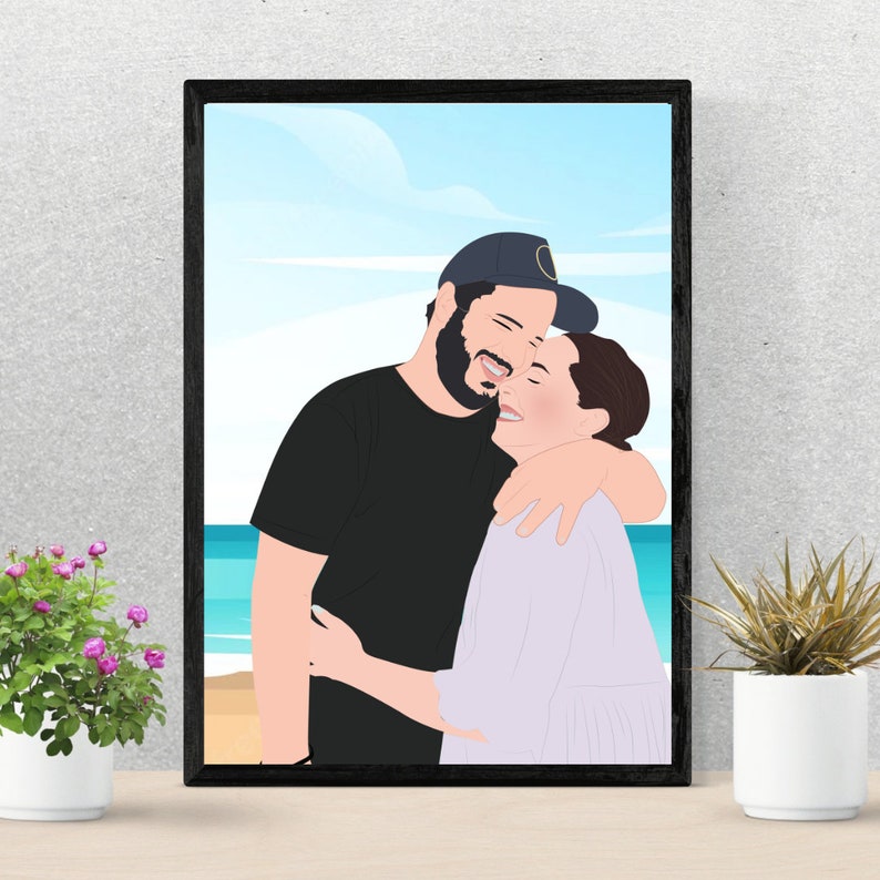 Couple portrait, Couple Portrait illustration , Custom Illustration, Couple illustration, Personalized Portrait, Couple Gift image 3