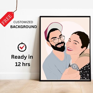 Custom Couple Portrait – Digital Download & Print Option | Personalized Illustration Gift for Couples, Wedding, Anniversary, Valentine&#39;s Day