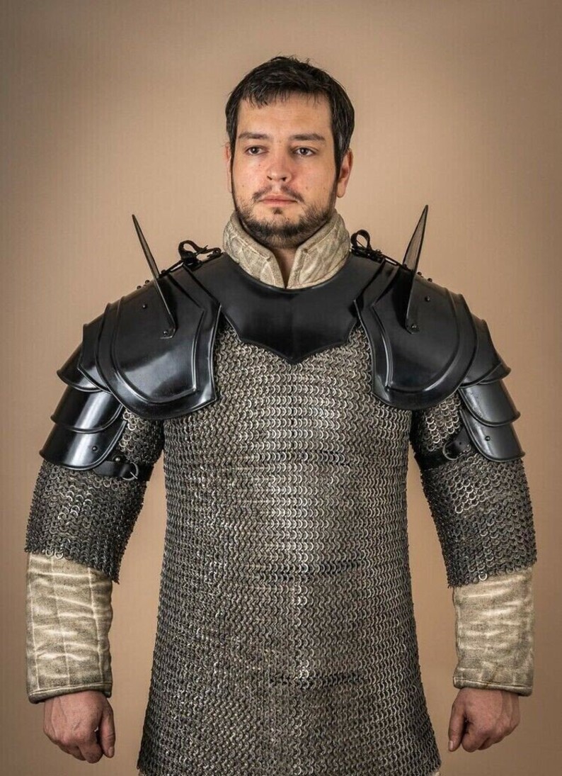 SCA Medieval and Pauldrons Blackened Warrior Spaulders Knight