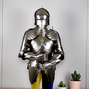 Gothic Half Armor Suit – Medieval Knight Armor Costume for LARP, Cosplay & Reenactment – Handmade Crusader Battle Outfit – Half Body Armor