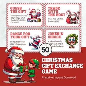 Jogo de troca de presentes de Natal para impressão, troca de presentes do elefante branco, jogos de troca de presentes, jogo de família de Natal, jogo de festa de Natal