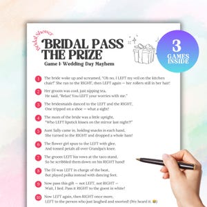 Pass the Gift Bridal Shower Game Printable, Pass the Prize Game, Wedding Shower Gift Passing Game, Hen Party Pass the Parcel