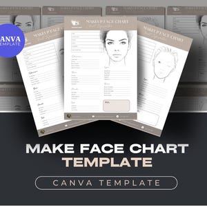 Makeup Face Chart Template | Professional Makeup Artist Face Chart | Canva Editable Template