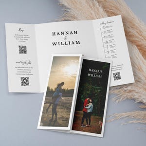 Gatefold Wedding Invitation Template With QR Code,Trifold QR Code Wedding Invitation Template,Gatefold Invitation Canva Template