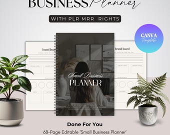 Business Planner Canva Template: 68-Page Small Business (PLR MRR)