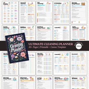 ADHD Cleaning Planner: Home Cleaning Schedule, Canva Template (Digital Download)