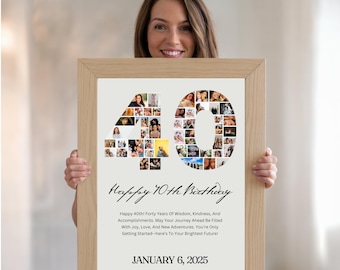 40th Birthday Photo Collage Gift: Canva Template (Digital Download)