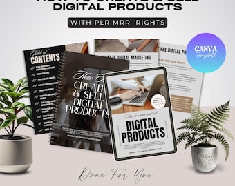 May include: A digital product template for creating and selling digital products. The template includes 37 editable pages with Canva and features a table of contents, a guide on creating and selling digital products, and a section on digital marketing. The template is designed to help entrepreneurs and business owners create and sell their own digital products.