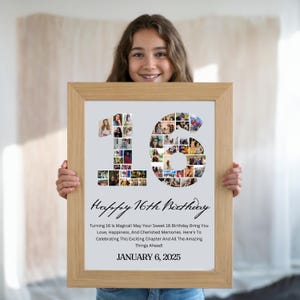 16. Geburtstag Foto-Collage Vorlage | Süßes Geschenk zum 16.Geburtstag für Jungen & Mädchen | Meilenstein Geburtstagsgeschenke