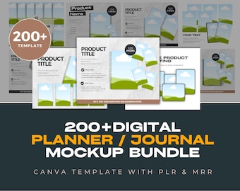 Ponad 200 szablonów Canva do planowania i tworzenia makiet dzienników: PLR MRR Etsy Product Mockups
