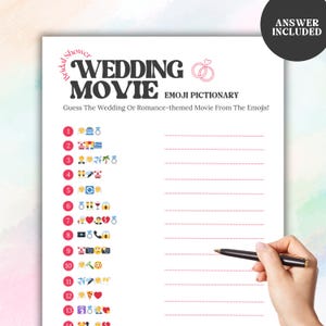 Wedding Emoji Pictionary, Wedding Movie Emoji Game, Bridal Shower Game Printable, Bachelorette Party Game, Emoji Quiz, Instant Download