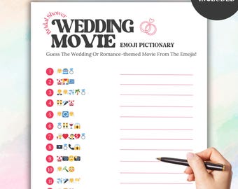 Wedding Emoji Pictionary, Wedding Movie Emoji Game, Bridal Shower Game Printable, Bachelorette Party Game, Emoji Quiz, Instant Download