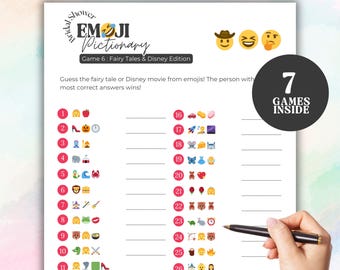 Bridal Shower Emoji Pictionary Game: 7 Printable Games (Instant Download)