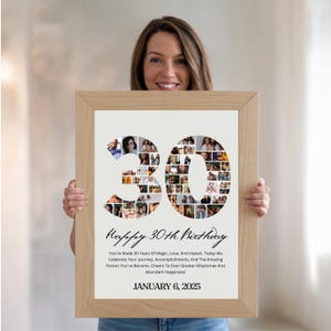 30th Birthday Photo Collage | Personalized 30th Birthday Photo Collage Canva Template | 30th Birthday Gift For Him Or Her