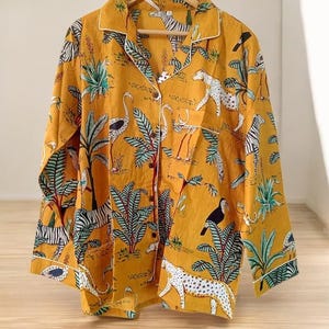 Jungle Theme Print and Denim Pants Set main image 1
