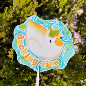 Handmade Vibrant Cute Duck Sticker, Clear/Matte Waterproof Sticker, Duck Waterbottle Sticker