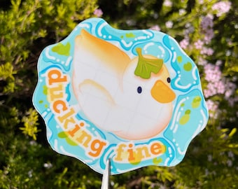Handmade Vibrant Cute Duck Sticker, Clear/Matte Waterproof Sticker, Duck Waterbottle Sticker