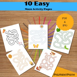 Maze Activity Pages for Kids | 10 Fun Labyrinth Sheets | Printable Preschool PDF + JPG