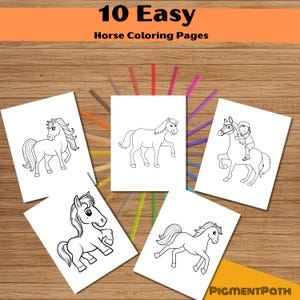 Horse Coloring Pages for Kids: 10 Printable Farm Animal Activity Book, Digital Download PDF for Toddlers & Preschool Fun