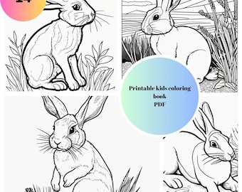 Bunny Coloring Book for Kids | 10 Cute Rabbit Coloring Pages | Animal Printable PDF | Ages 3-6 | Instant Download