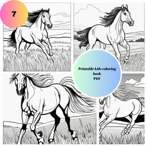Horse Coloring Book for Kids - 10 Farm Animal Pages | Toddler Activity | Instant PDF Download