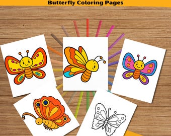 Butterfly Coloring Pages for Kids – Cute Insect Activity Book (Digital Download)