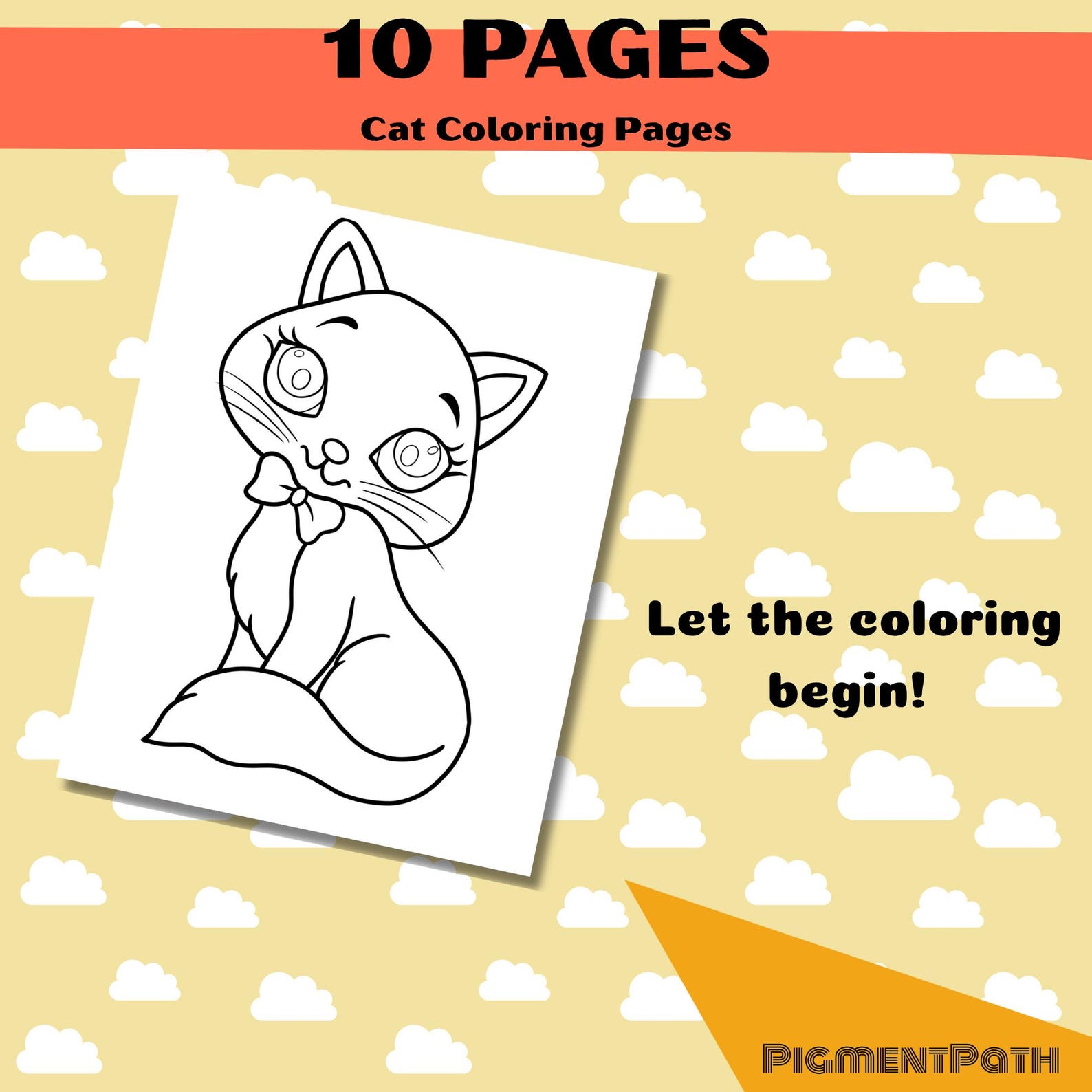 Cute Kittens Coloring Pages for Kids | Printable Animal PDF - Etsy