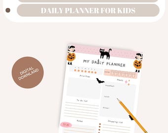 Halloween Kinder Tagesplaner Printable: Aktivitätszeichnung (Digitaler Download)