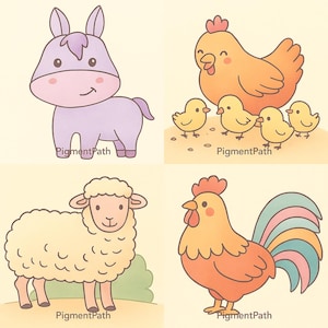 Farm Animals Coloring Book for Kids – Printable Educational Activity Book – Digital Download PDF