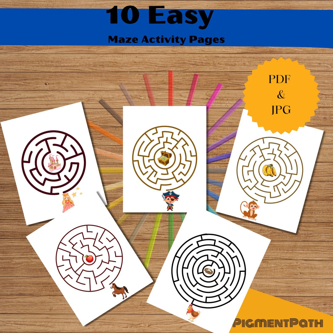 Maze Activity Pages for Kids | 10 Printable Labyrinth Games | PDF + JPG ...
