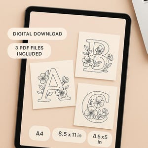 Floral Alphabet Coloring Pages A–Z | 26 Letters Bundle | Printable PDF