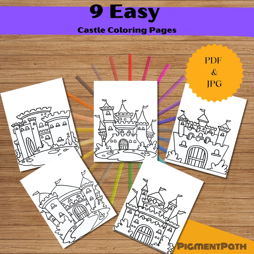 9 Page Castle Coloring Pages for Kids – Printable Fairy Tale Castle ...