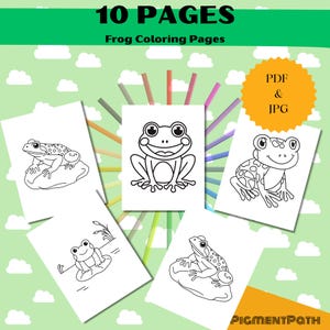 Frog Coloring Pages for Kids Printable PDF – 10 Fun Animal Coloring Sheets for Toddlers and Preschool – Educational Activity Book