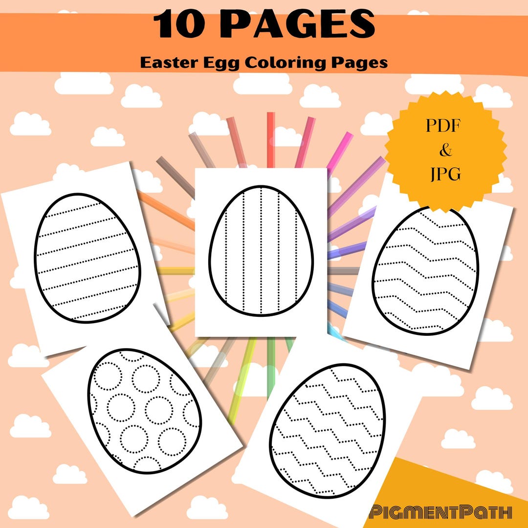 10 Easter Egg Coloring Pages for Kids – Printable PDF + JPG – Fun ...