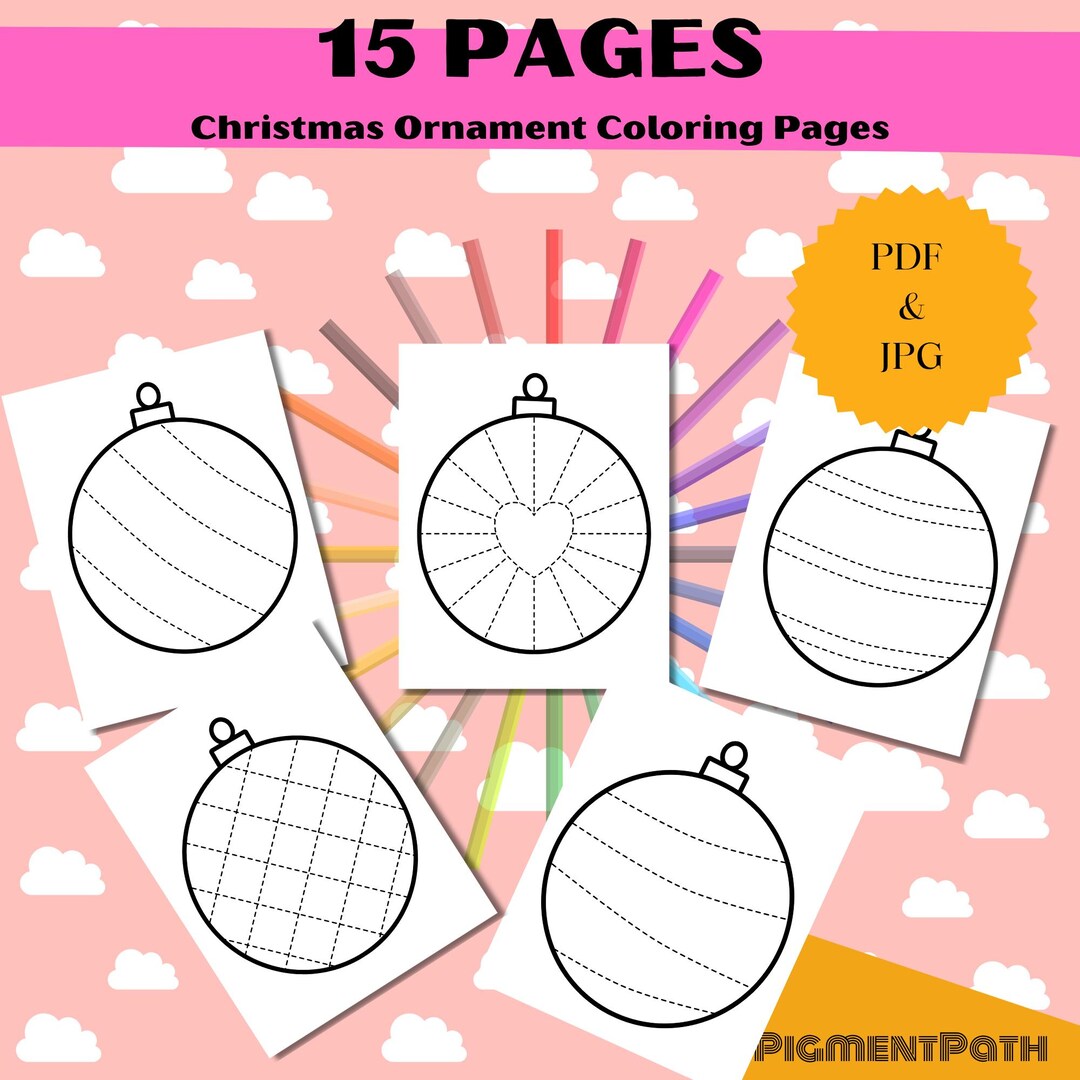 15 Christmas Ornament Coloring Pages – Holiday Bauble Printable Book ...