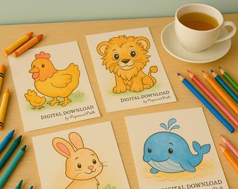 Animal Coloring Pages for Kids | 15 Zoo & Farm Animals | Printable PDF