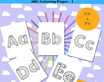 Alphabet Coloring Pages for Kids | 26 A–Z Letters | Printable ABC PDF + JPG Worksheets