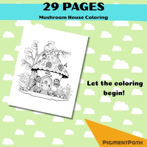 29 Enchanted Mushroom House Coloring Pages | Fairy Cottage Book ...
