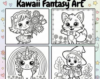 Chibi Girls Coloring Pages: Kawaii Fantasy Art (Digital Download)