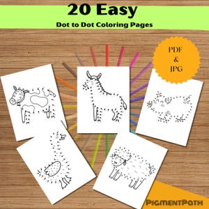 Dot to Dot Coloring Pages for Kids | 20 Fun Connect the Dots | Printable PDF + JPG