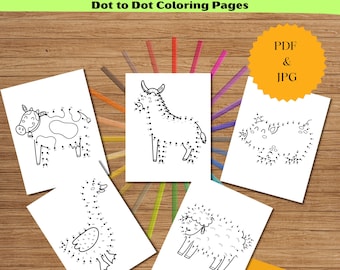 Dot to Dot Coloring Pages for Kids | 20 Fun Connect the Dots | Printable PDF + JPG