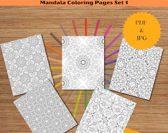 Conjunto de Páginas para Colorir Mandalas 1 | 10 Desenhos Intrincados | PDF + JPG para Adultos