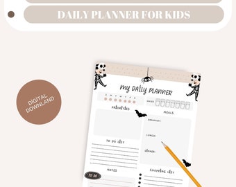 Halloween Kinder Tagesplaner Printable: Aktivitätszeichnung (Digitaler Download)