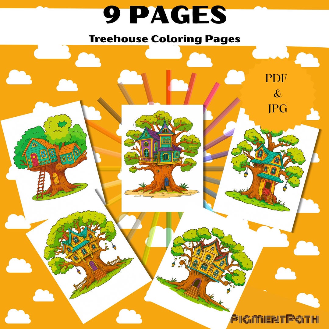 Treehouse Color Worksheet 9 Treehouse Coloring Pages for Kids – Printable Tree House Adventure ...