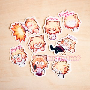 Neco-Arc Mini Vinyl Sticker Set / Funny Cat Meme Stickers / Sticker Set of 8 / Melty Blood Stickers / Waterproof Waterbottle Stickers image 2