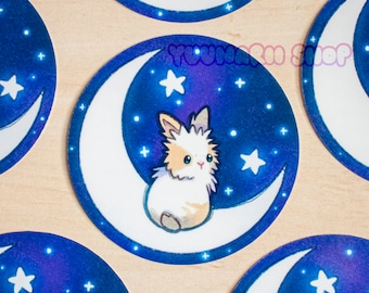 Holo Moon Bunny Vinyl Sticker / Holographic Rainbow Sticker / Space Galaxy Kawaii Rabbit Sticker / Cute Animal Sticker / Rabbit Lover Gift
